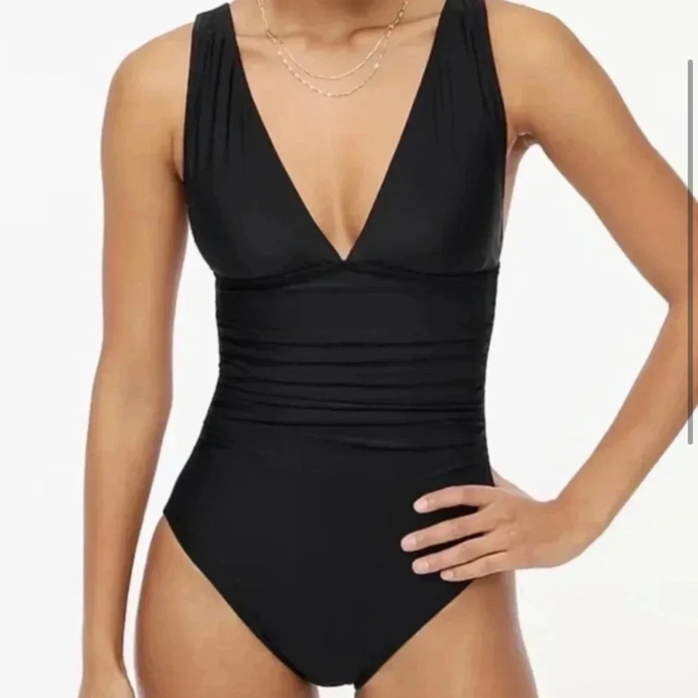 J. Crew Rouched Black One-Piece Swimsuit